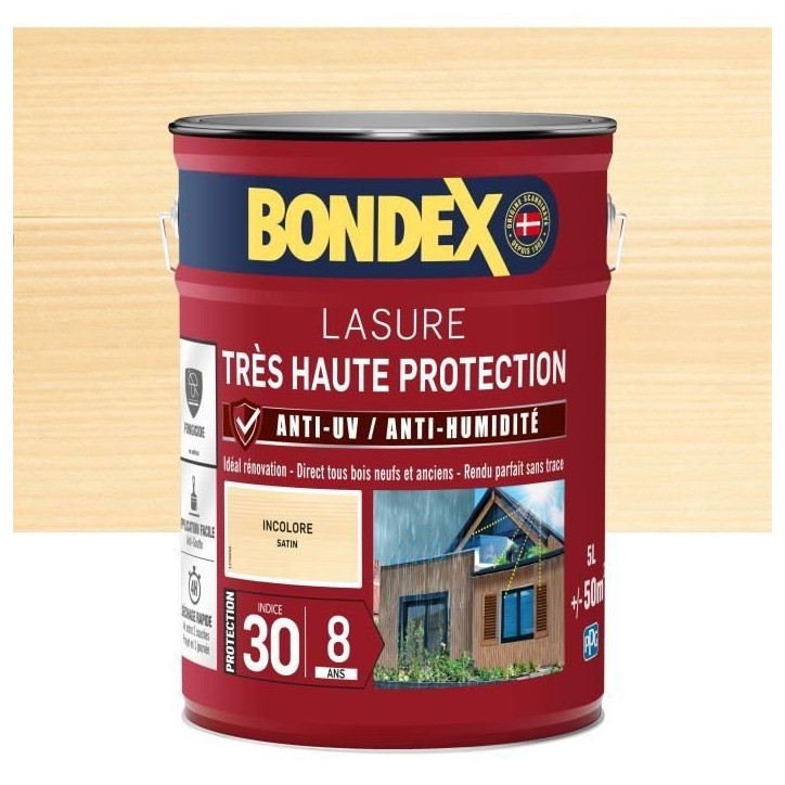 lasure pour bois trés haute protection 8 ans incolore 5L Bondex lasure pour bois trés haute protection 8 ans incolore 5L Bondex
