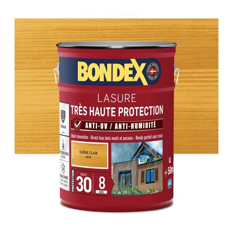 BONDEX - LASURE 8 ans - Indice 30 - Chene Clair - Satin - 5L BONDEX - LASURE 8 ans - Indice 30 - Chene Clair - Satin - 5L