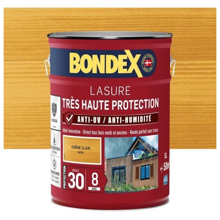 BONDEX - LASURE 8 ans - Indice 30 - Chene Clair - Satin - 5L BONDEX - LASURE 8 ans - Indice 30 - Chene Clair - Satin - 5L