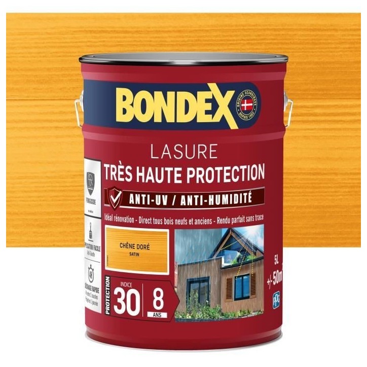 BONDEX - Lasure 8 ans - Indice 30 - Chene Doré - Satin - 5L BONDEX - Lasure 8 ans - Indice 30 - Chene Doré - Satin - 5L