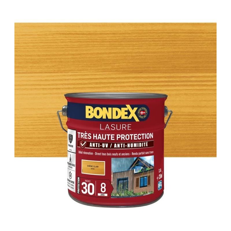 BONDEX - LASURE 8 ans - Indice 30 - Chene Clair - Satin - 2,5L BONDEX - LASURE 8 ans - Indice 30 - Chene Clair - Satin - 2,5L