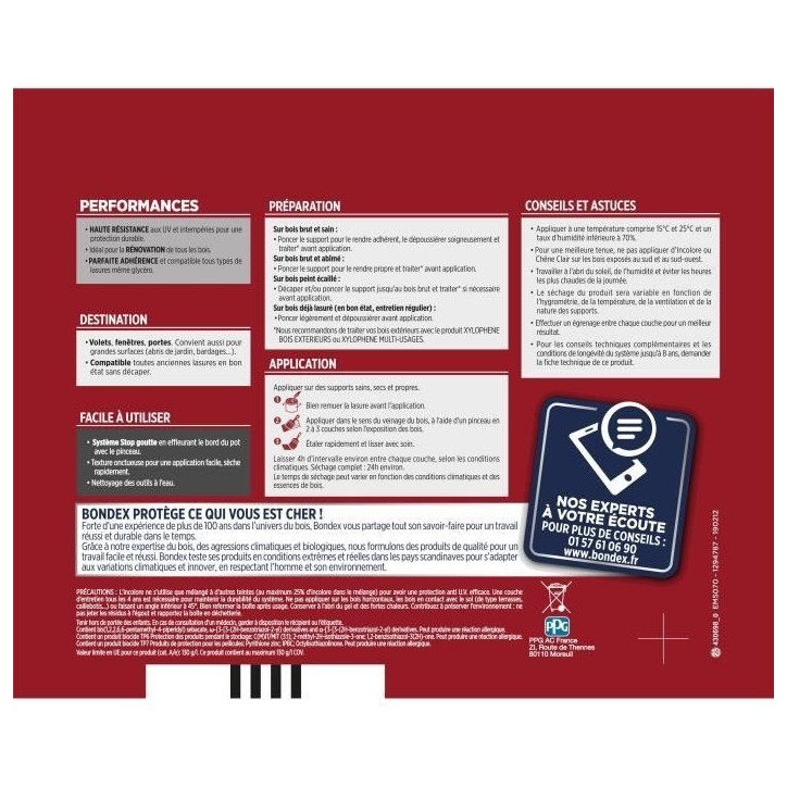 lasure pour bois trés haute protection 8 ans teck 2,5L Bondex lasure pour bois trés haute protection 8 ans teck 2,5L Bondex