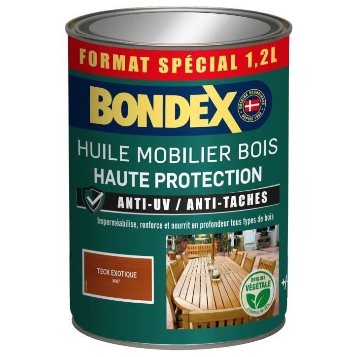 Huile mobilier teck - BONDEX - 441377 - Mat - 1,2 L Huile mobilier teck - BONDEX - 441377 - Mat - 1,2 L