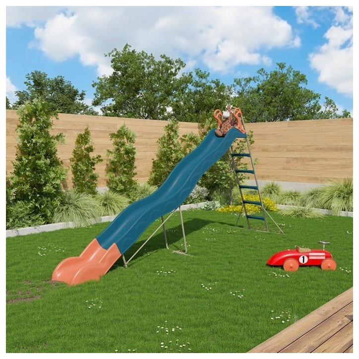 Toboggan - ALEO BY TRIGANO - Valou - 3,80 m - Bleu/corail - Pour enfants de 3 a 12 ans Toboggan - ALEO BY TRIGANO - Valou - 3,80 m - Bleu/corail - Pour enfants de 3 a 12 ans