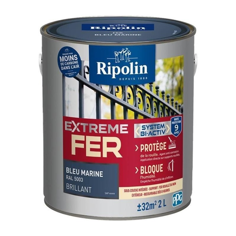 Extreme fer base bleu marine RAL 5003 brillant - RIPOLIN - 2 L Extreme fer base bleu marine RAL 5003 brillant - RIPOLIN - 2 L