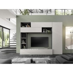 Composition murale TV - PRATO - Gris effet pierre - 277 x 40 x 210 cm