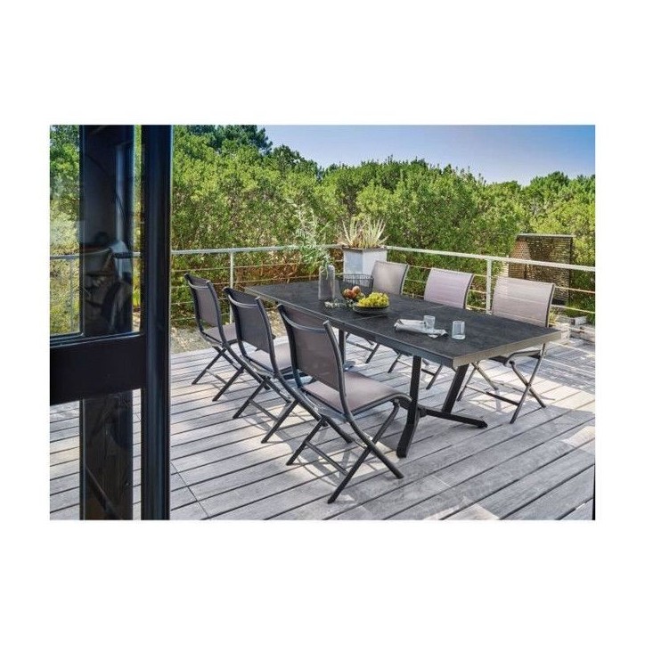 Table de jardin Vita graphite/magma en Aluminium 180/230/280 x100 cm - plateau Kedra