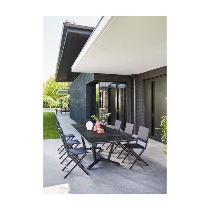 Table de jardin Vita graphite/magma en Aluminium 180/230/280 x100 cm - plateau Kedra