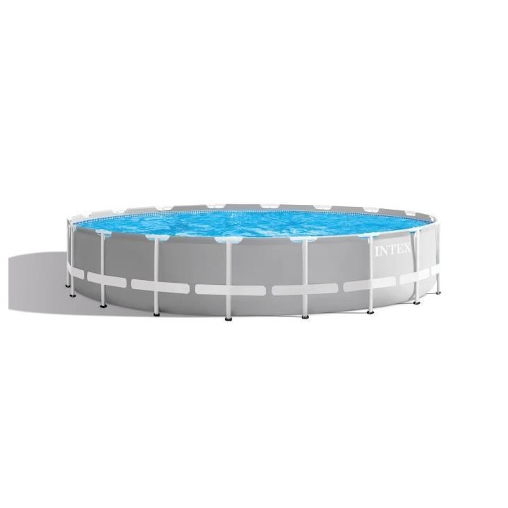 Kit Piscine hors sol tubulaire INTEX - Pris Frame - 549 x 122 cm - Ronde (Pompe, bâche, tapis de sol et échelle) - 26732NP