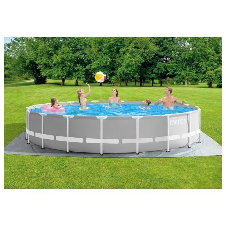 Kit Piscine hors sol tubulaire INTEX - Pris Frame - 549 x 122 cm - Ronde (Pompe, bâche, tapis de sol et échelle) - 26732NP