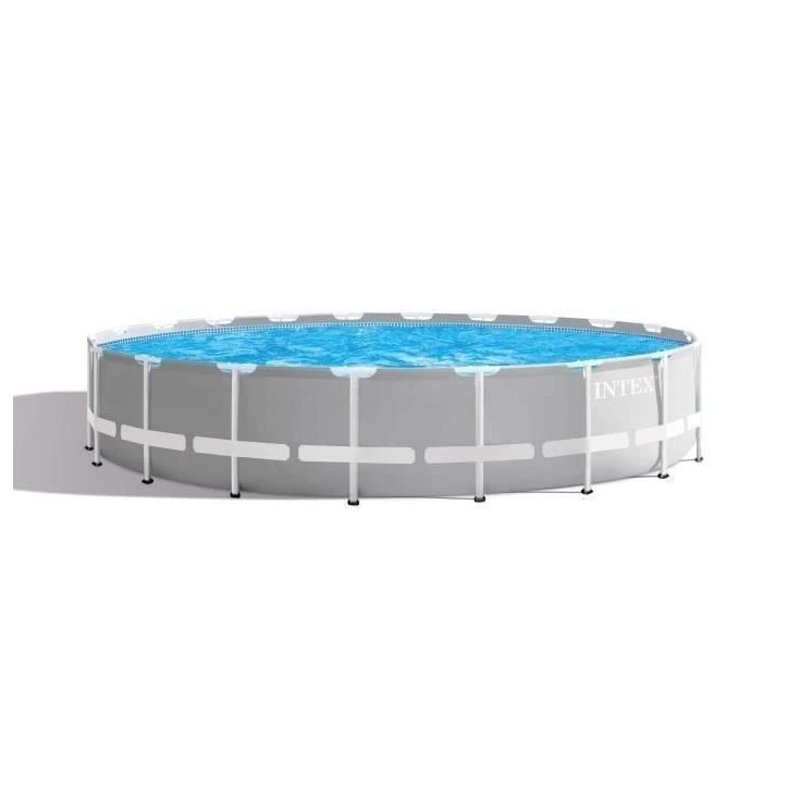 Kit Piscine hors sol tubulaire INTEX - Pris Frame - 610 x 132 cm - Ronde (Pompe, bâche, tapis de sol et échelle) - 26756NP