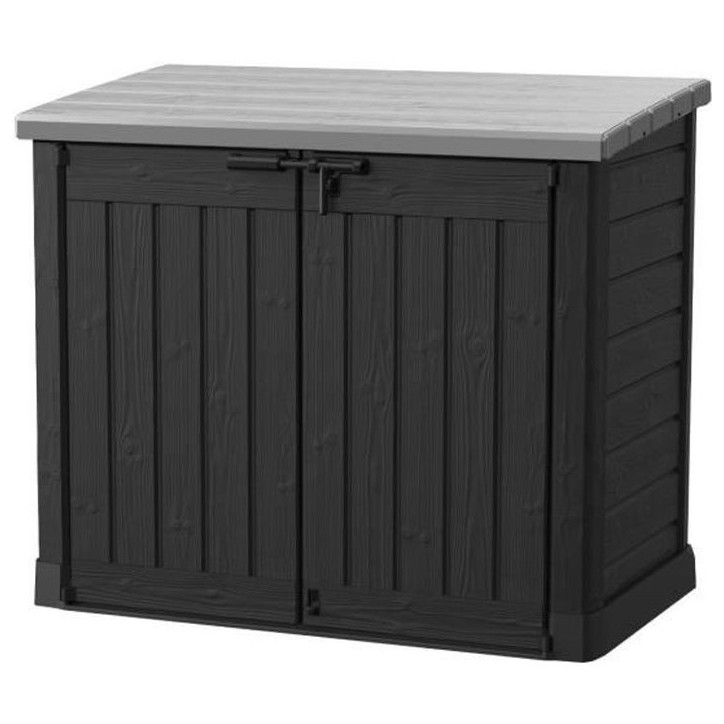 Coffre de rangement extérieur KETER en résine 1200 litres Noir et gris - Range Poubelles ou vélo