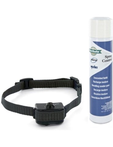 PetSafe - Collier Anti-Aboiement Deluxe a Spray pour Petit Chien & 1 recharge Spray Inodore, Collier de Dressage Ajustable, Etan