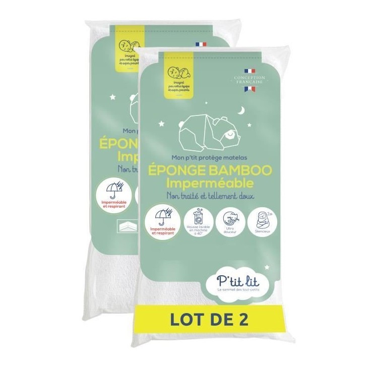 Lot de 2 Proteges Matelas Bébé Bamboo - 70x140 cm - Alese Imperméable - Viscose Douce - Sans traitement chimique Lot de 2 Proteges Matelas Bébé Bamboo - 70x140 cm - Alese Imperméable - Viscose Douce - Sans traitement chimique