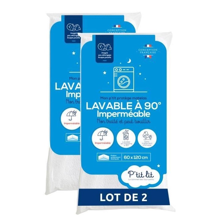Lot de 2 Proteges matelas Bébé - 70x140 cm - Alese Imperméable et Micro Respirante - Lavable a 90°C - Souple et Silencieux Lot de 2 Proteges matelas Bébé - 70x140 cm - Alese Imperméable et Micro Respirante - Lavable a 90°C - Souple et Silencieux