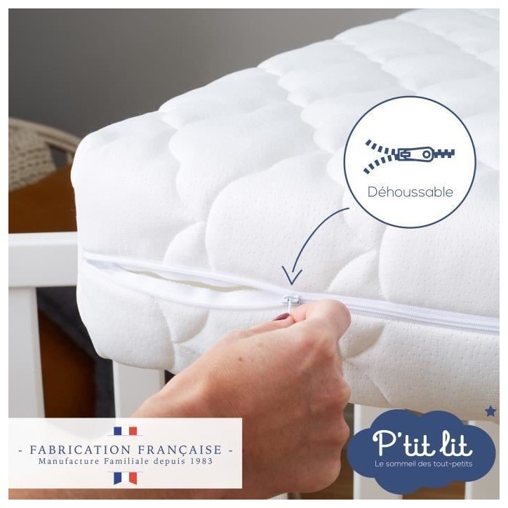 Matelas Bébé Bamboo - 70x140x10 cm - Viscose Douce - Déhoussable - Sans traitement chimique Matelas Bébé Bamboo - 70x140x10 cm - Viscose Douce - Déhoussable - Sans traitement chimique