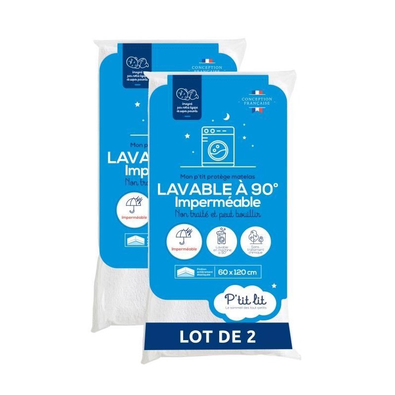 Lot de 2 Proteges matelas Bébé - 60x120 cm - Alese Imperméable et M