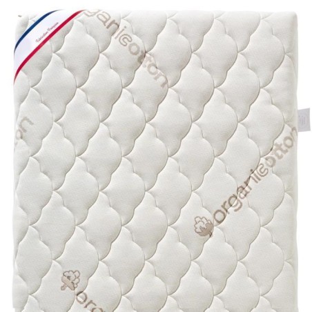 Matelas Bébé Coton Bio - 60x120x10 cm - 100% Coton - Déhoussable - Sans traitement chimique