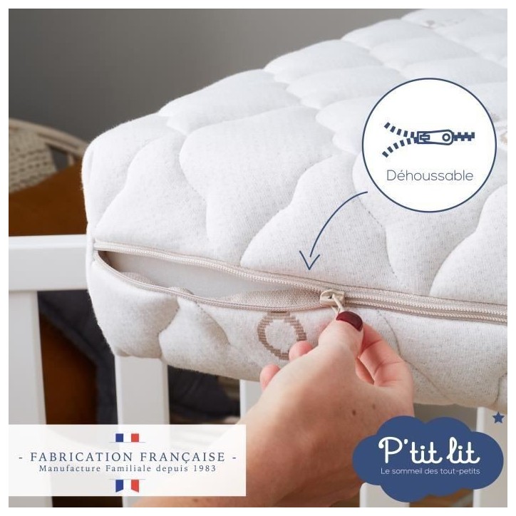 Matelas Bébé Coton Bio - 60x120x10 cm - 100% Coton - Déhoussable - Sans traitement chimique Matelas Bébé Coton Bio - 60x120x10 cm - 100% Coton - Déhoussable - Sans traitement chimique