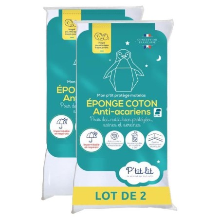 Lot de 2 Protege Matelas Bébé Anti Acariens P'TIT LIT - Bouclette 10