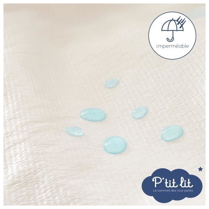 Lot de 2 Protege Matelas Bébé Anti Acariens P'TIT LIT - Bouclette 100% coton - Imperméable - 50x85 cm Lot de 2 Protege Matelas Bébé Anti Acariens P'TIT LIT - Bouclette 100% coton - Imperméable - 50x85 cm