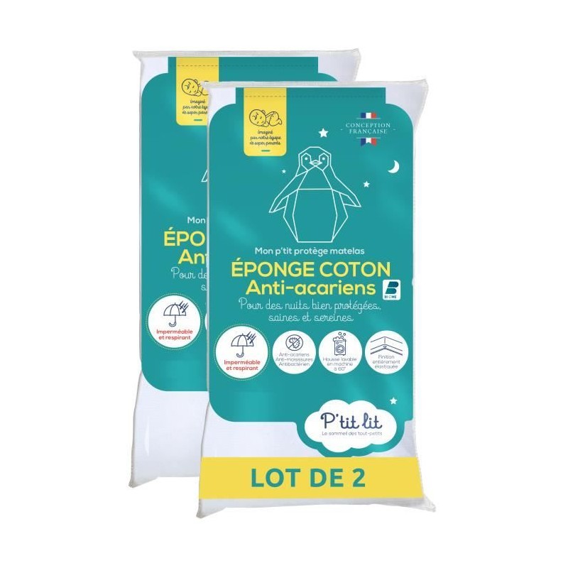 Lot de 2 Proteges Matelas Bébé Anti Acariens - 60x120 cm - Alese Imp Lot de 2 Proteges Matelas Bébé Anti Acariens - 60x120 cm - Alese Imp