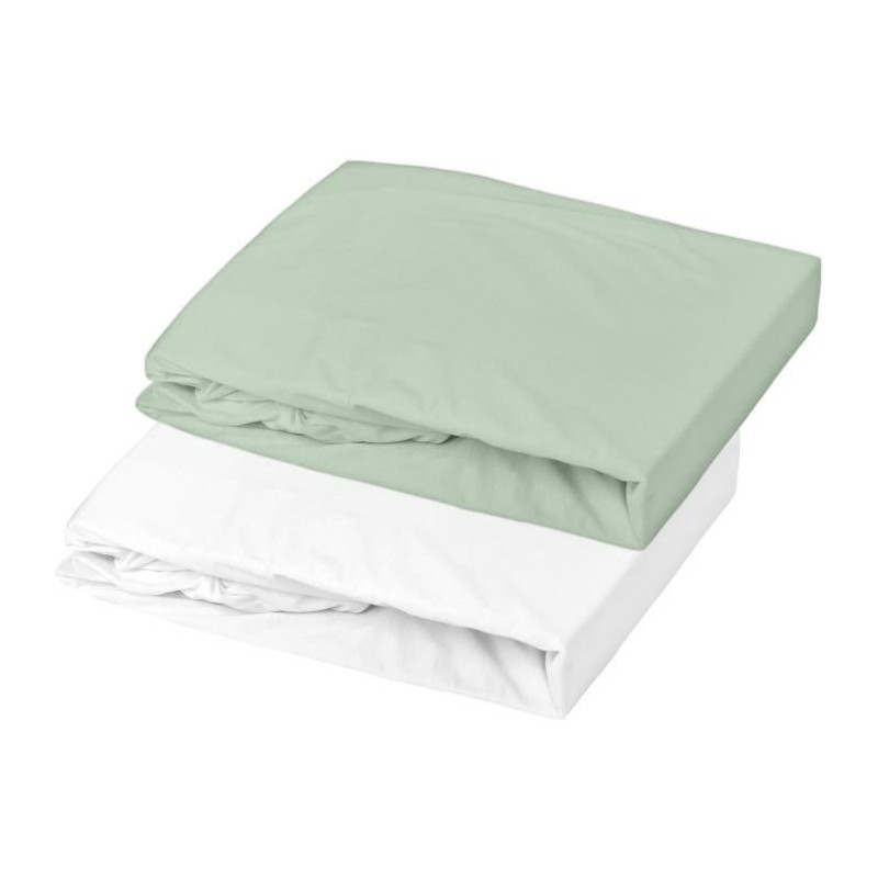 Lot 2 drap housse - P'TIT DODO - Jersey - 70 x 140 cm - Blanc / Vert g