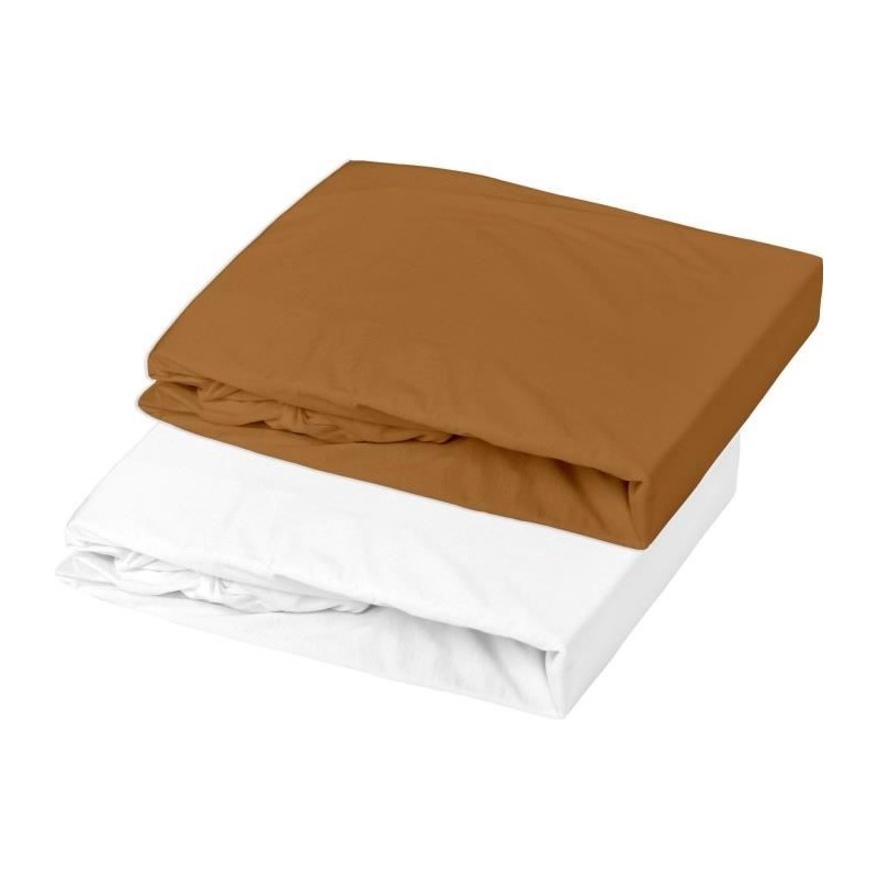 Lot 1 alese + 1 drap housse - P'TIT DODO - 70 x 140 cm - Blanc / Caram Lot 1 alese + 1 drap housse - P'TIT DODO - 70 x 140 cm - Blanc / Caram