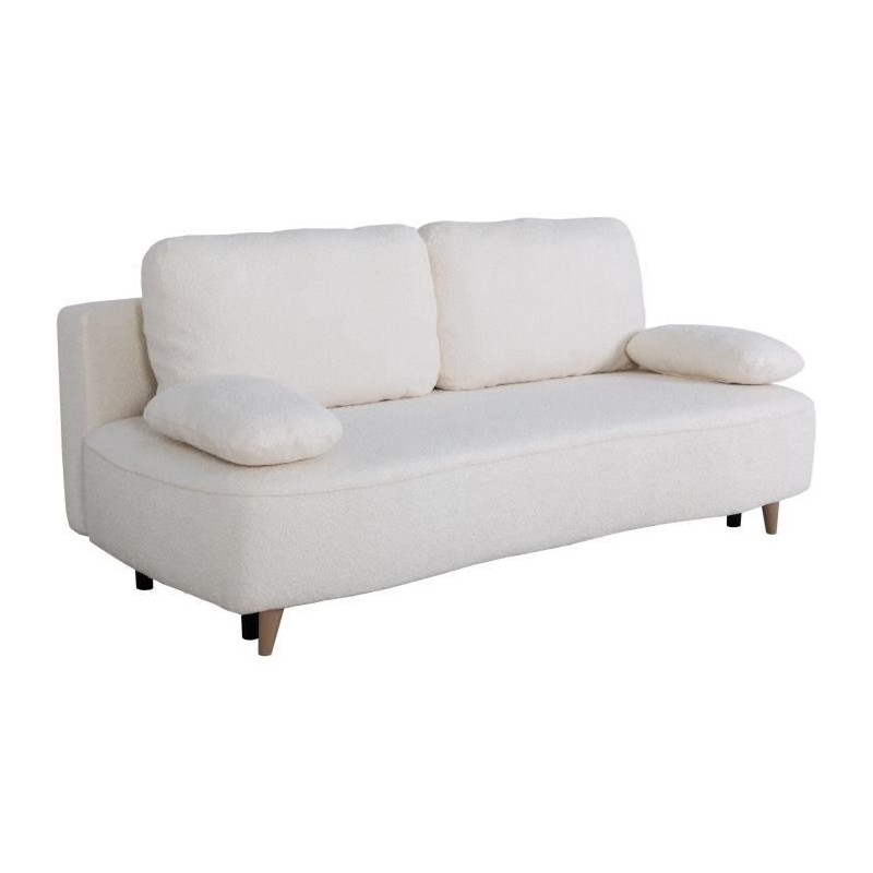 Canapé converible - 3 places - PYLA - Bouclette blanche - Coffre - 20 Canapé converible - 3 places - PYLA - Bouclette blanche - Coffre - 20