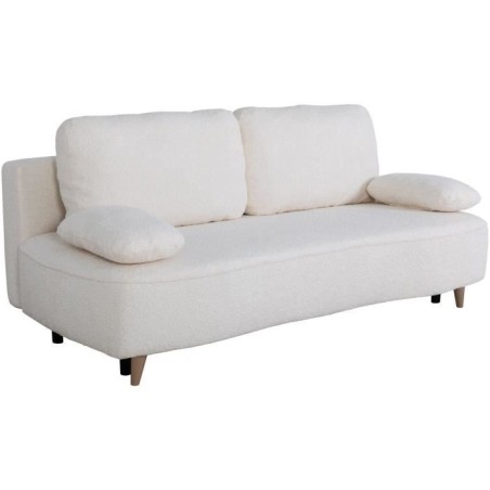 Canapé converible - 3 places - PYLA - Bouclette blanche - Coffre - 20
