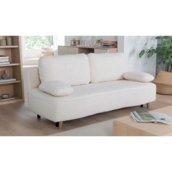 Canapé converible - 3 places - PYLA - Bouclette blanche - Coffre - 20