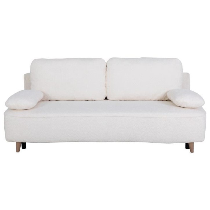 Canapé converible - 3 places - PYLA - Bouclette blanche - Coffre - 203 x 95 x 89 cm Canapé converible - 3 places - PYLA - Bouclette blanche - Coffre - 203 x 95 x 89 cm