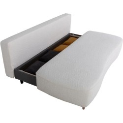 Canapé converible - 3 places - PYLA - Bouclette blanche - Coffre - 20