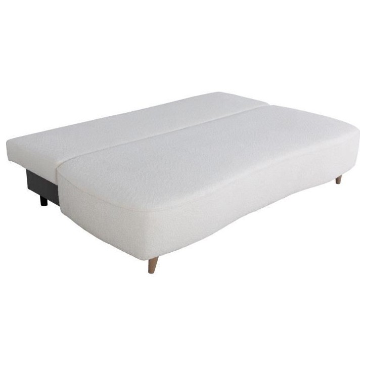 Canapé converible - 3 places - PYLA - Bouclette blanche - Coffre - 203 x 95 x 89 cm Canapé converible - 3 places - PYLA - Bouclette blanche - Coffre - 203 x 95 x 89 cm