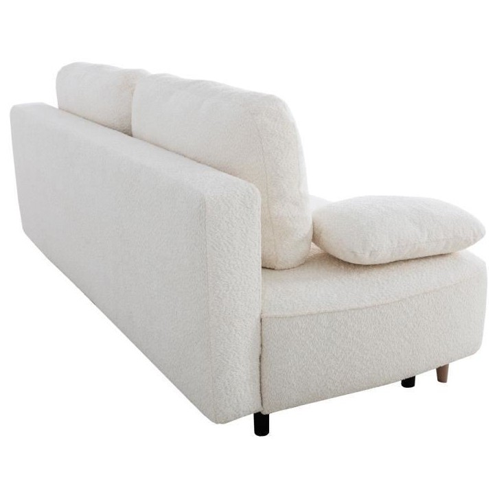 Canapé converible - 3 places - PYLA - Bouclette blanche - Coffre - 203 x 95 x 89 cm Canapé converible - 3 places - PYLA - Bouclette blanche - Coffre - 203 x 95 x 89 cm