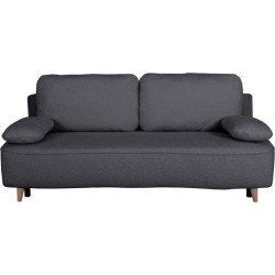 Canapé converible - 3 places - PYLA - Bouclette Noir - Coffre - 203 x