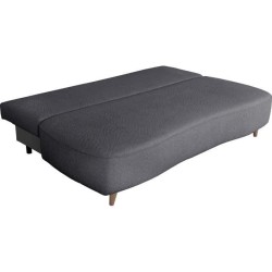 Canapé converible - 3 places - PYLA - Bouclette Noir - Coffre - 203 x