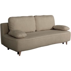 Canapé converible - 3 places - PYLA - Bouclette taupe - Coffre - 203
