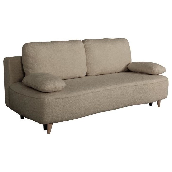 Canapé converible - 3 places - PYLA - Bouclette taupe - Coffre - 203 x 95 x 89 cm Canapé converible - 3 places - PYLA - Bouclette taupe - Coffre - 203 x 95 x 89 cm