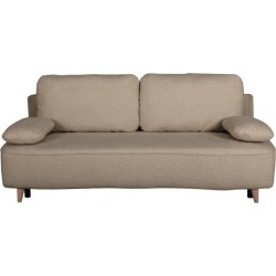 Canapé converible - 3 places - PYLA - Bouclette taupe - Coffre - 203