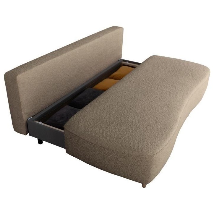 Canapé converible - 3 places - PYLA - Bouclette taupe - Coffre - 203 x 95 x 89 cm Canapé converible - 3 places - PYLA - Bouclette taupe - Coffre - 203 x 95 x 89 cm