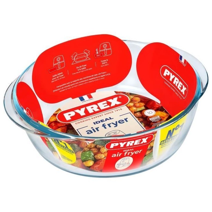 Plat air fryer - PYREX - 1450144 - Rond - En verre borosilicate - 26 cm Plat air fryer - PYREX - 1450144 - Rond - En verre borosilicate - 26 cm