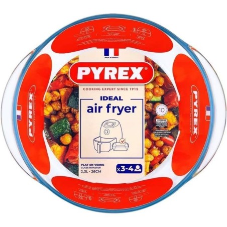 Plat air fryer - PYREX - 1450144 - Rond - En verre borosilicate - 26 cm
