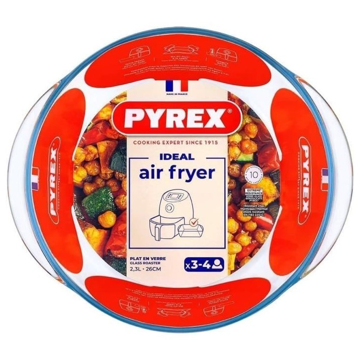 Plat air fryer - PYREX - 1450144 - Rond - En verre borosilicate - 26 cm Plat air fryer - PYREX - 1450144 - Rond - En verre borosilicate - 26 cm