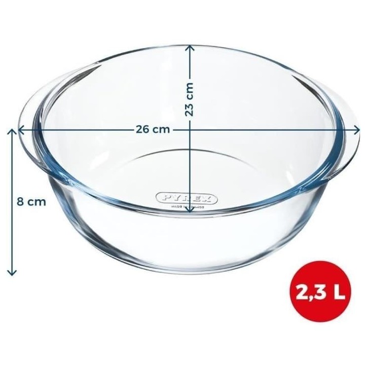 Plat air fryer - PYREX - 1450144 - Rond - En verre borosilicate - 26 cm Plat air fryer - PYREX - 1450144 - Rond - En verre borosilicate - 26 cm