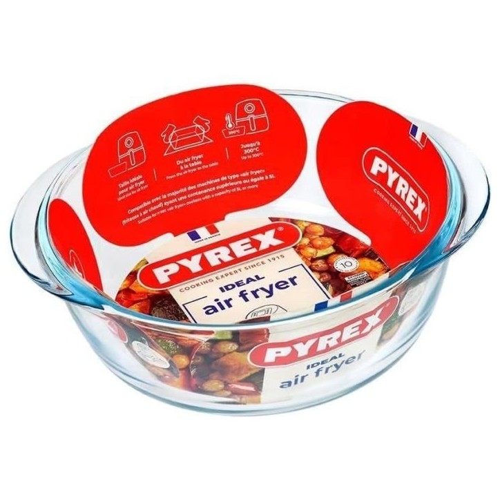 Plat air fryer - PYREX - 1450144 - Rond - En verre borosilicate - 26 cm Plat air fryer - PYREX - 1450144 - Rond - En verre borosilicate - 26 cm