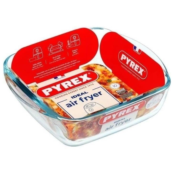 Plat air fryer - PYREX - 1450141 - Carré - En verre borosilicate - 20 x 17 cm Plat air fryer - PYREX - 1450141 - Carré - En verre borosilicate - 20 x 17 cm