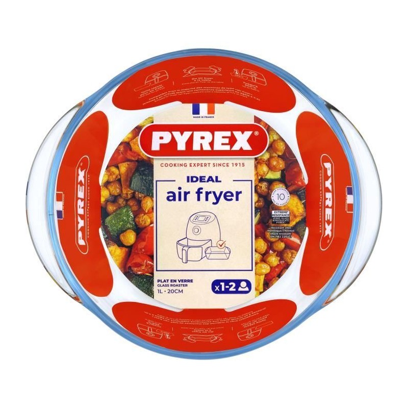 Plat air fryer - PYREX - 1450140 - Rond - En verre borosilicate - 20 c Plat air fryer - PYREX - 1450140 - Rond - En verre borosilicate - 20 c
