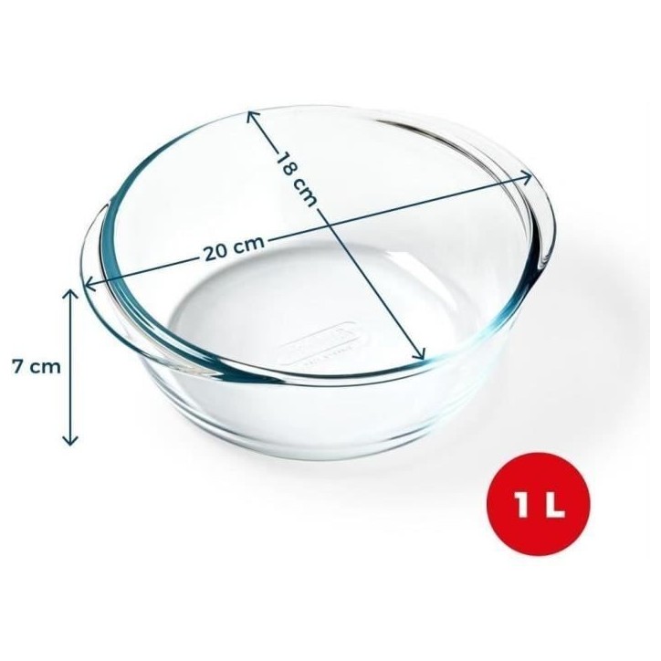Plat air fryer - PYREX - 1450140 - Rond - En verre borosilicate - 20 cm