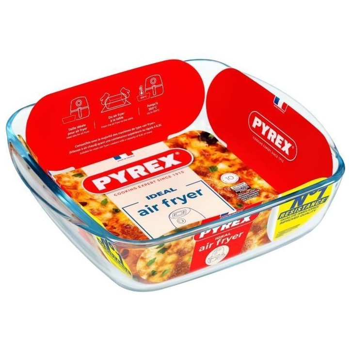 Plat air fryer - PYREX - 1450142 - Carré - En verre borosilicate - 25 x 22 cm Plat air fryer - PYREX - 1450142 - Carré - En verre borosilicate - 25 x 22 cm